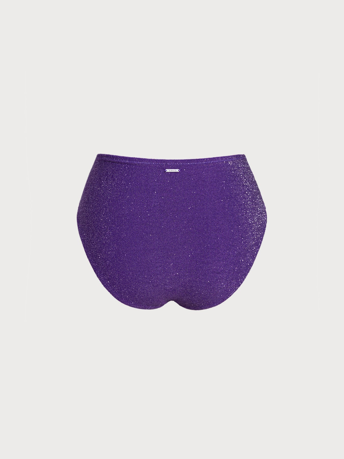 Purple Lurex V Cut Plus Size Bikini Bottom