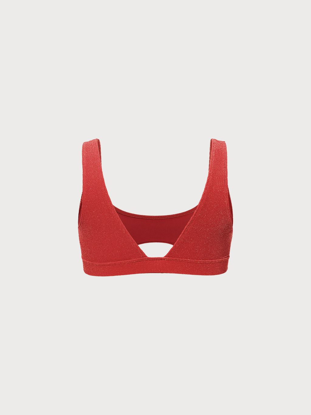 Red Lurex Cut Out Plus Size Bikini Top