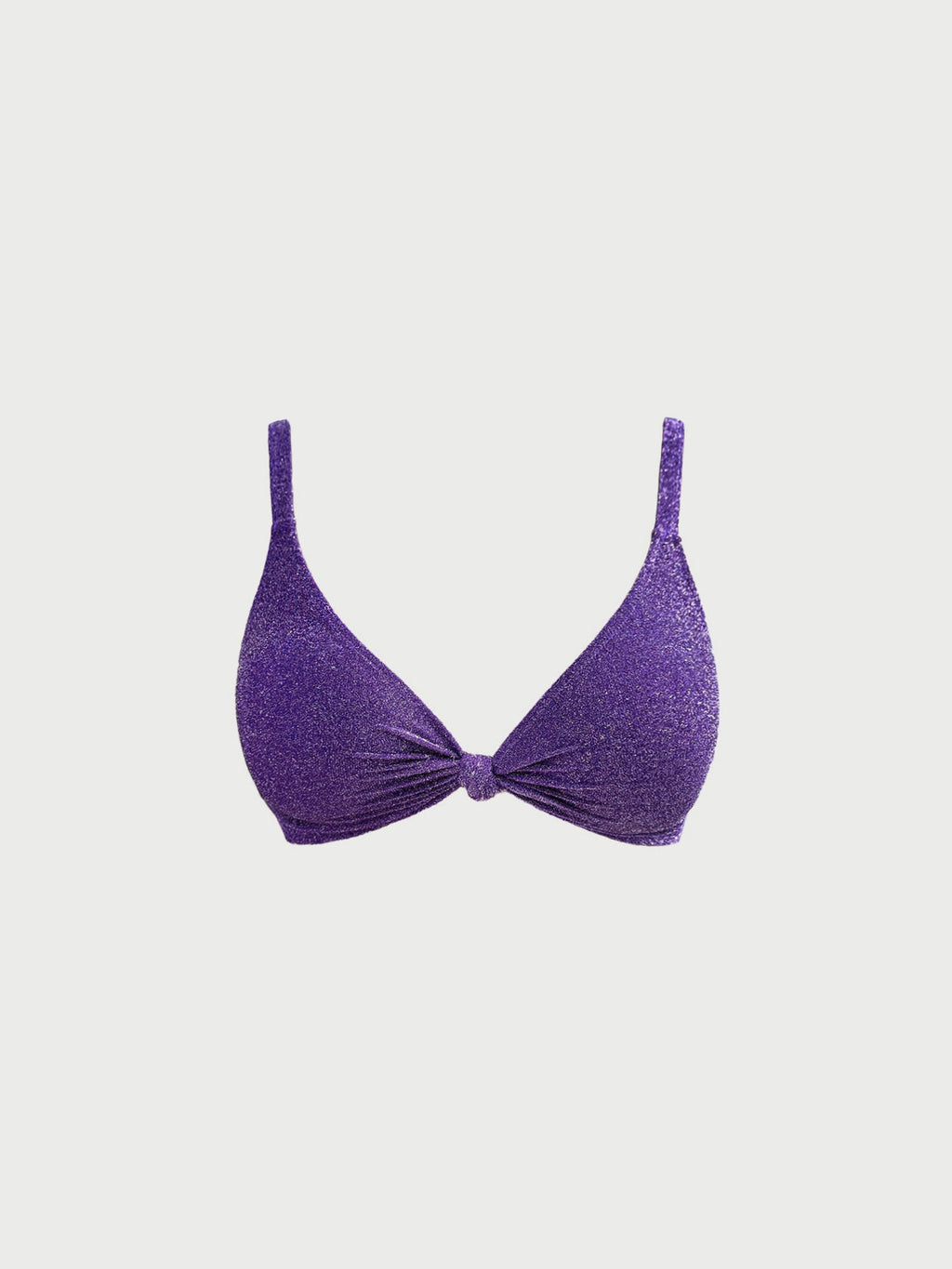 Purple Lurex Knot Plus Size Bikini Top