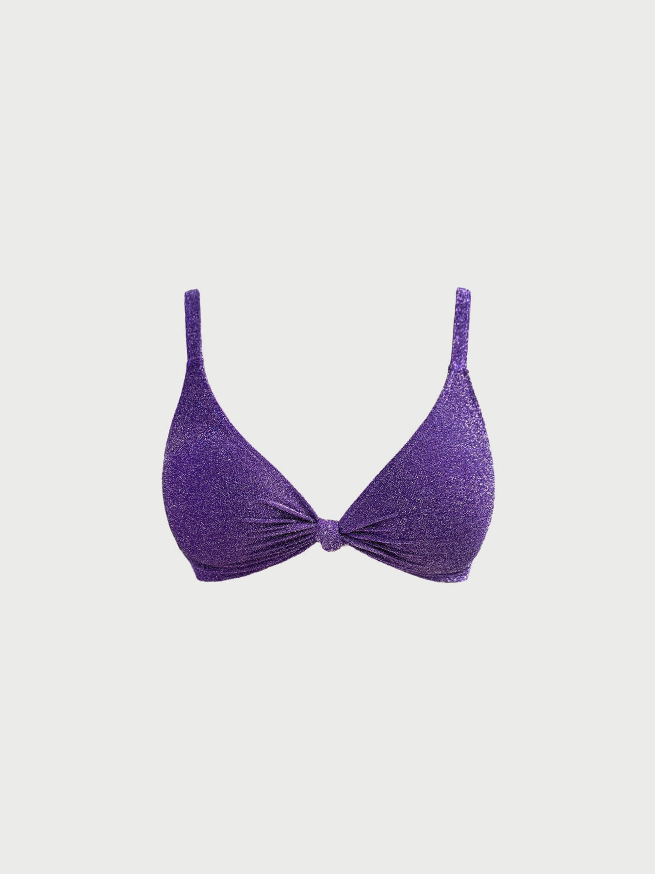 Purple Lurex Knot Plus Size Bikini Top