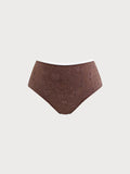 Dark Coffee Textured Plus Size Bikini Bottom