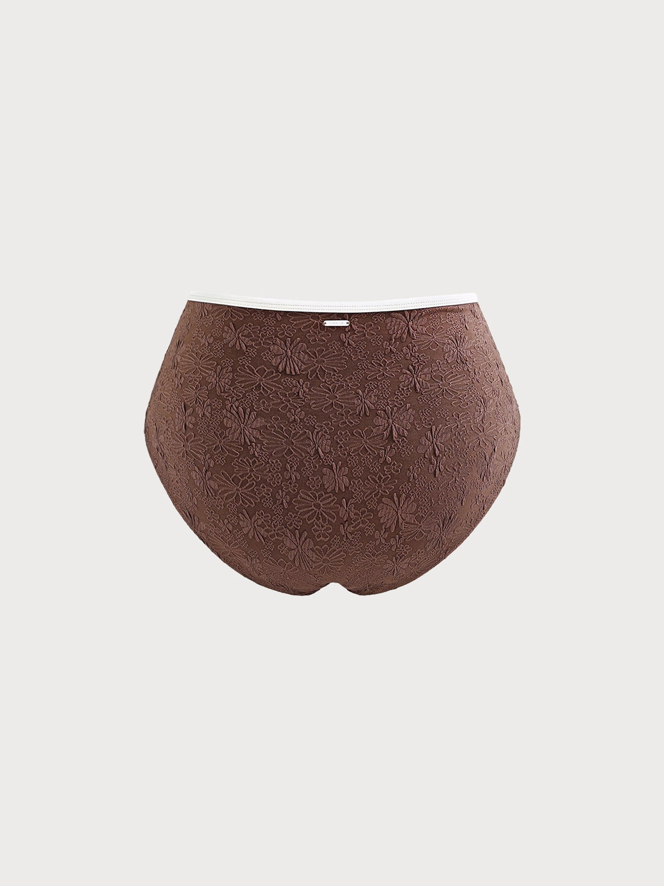 Dark Coffee Textured Plus Size Bikini Bottom