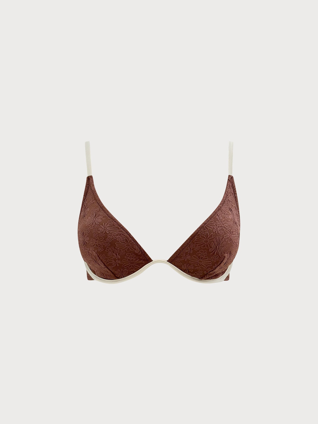 Dark Coffee Textured Plus Size Bikini Top