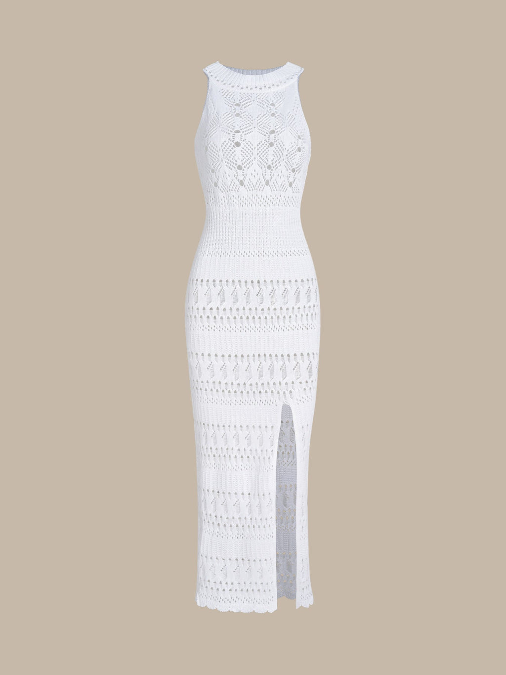 White Lace Slit Cover-Up Dress