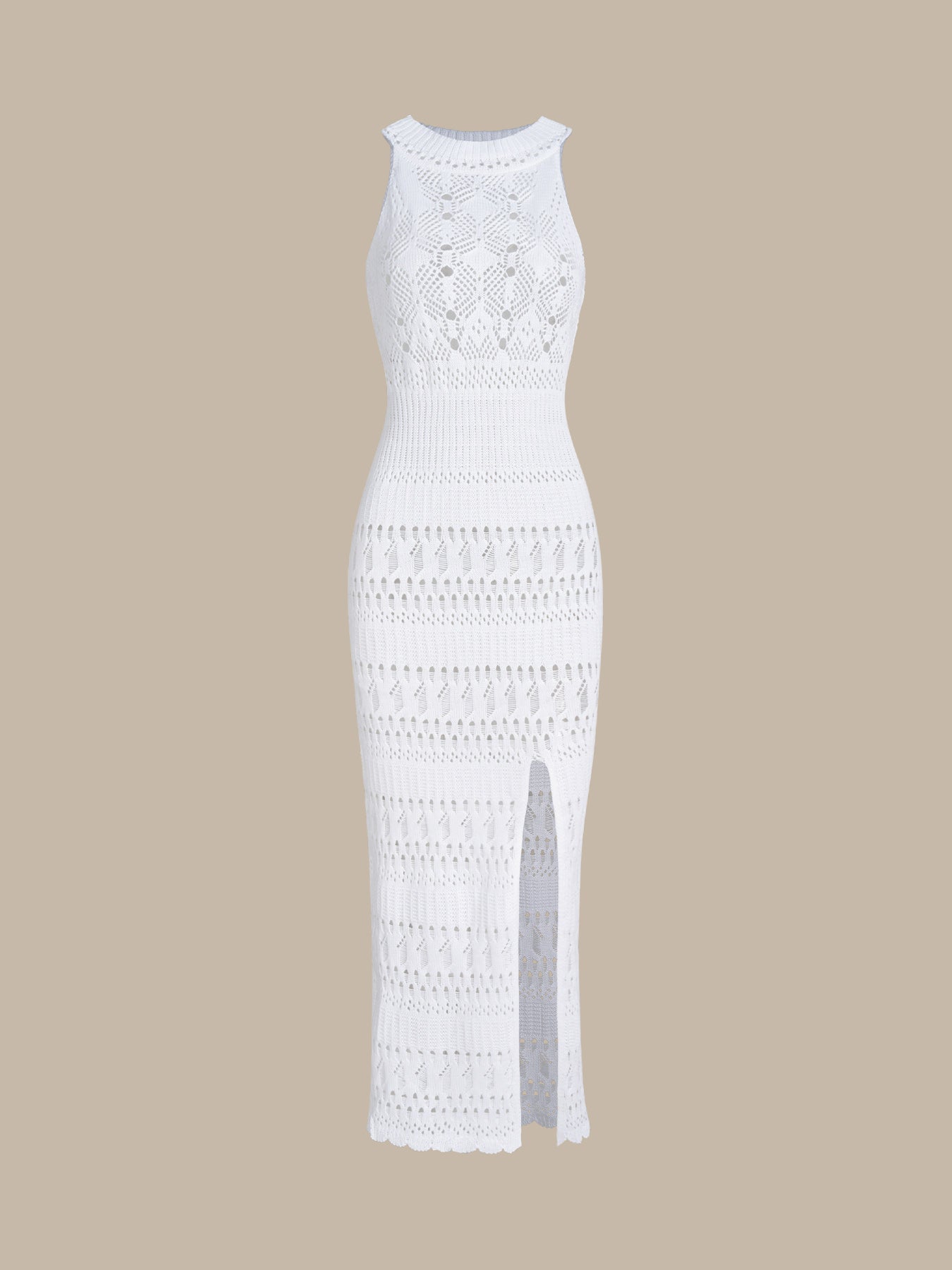 White Lace Slit Cover-Up Dress