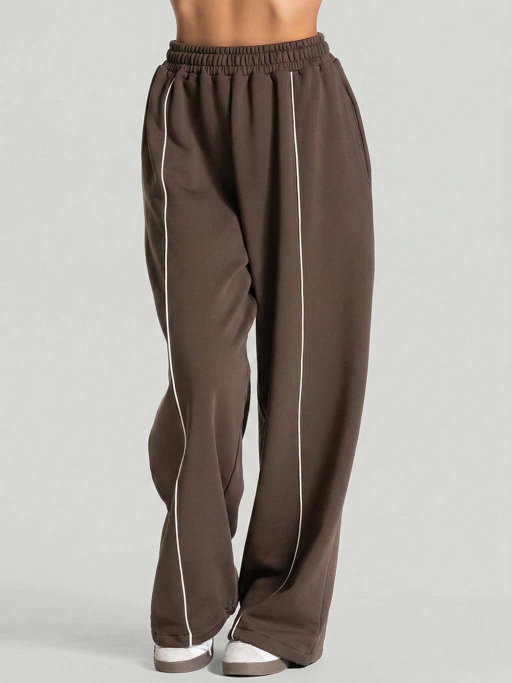 Dark Coffee Side Pockets Cotton Pants