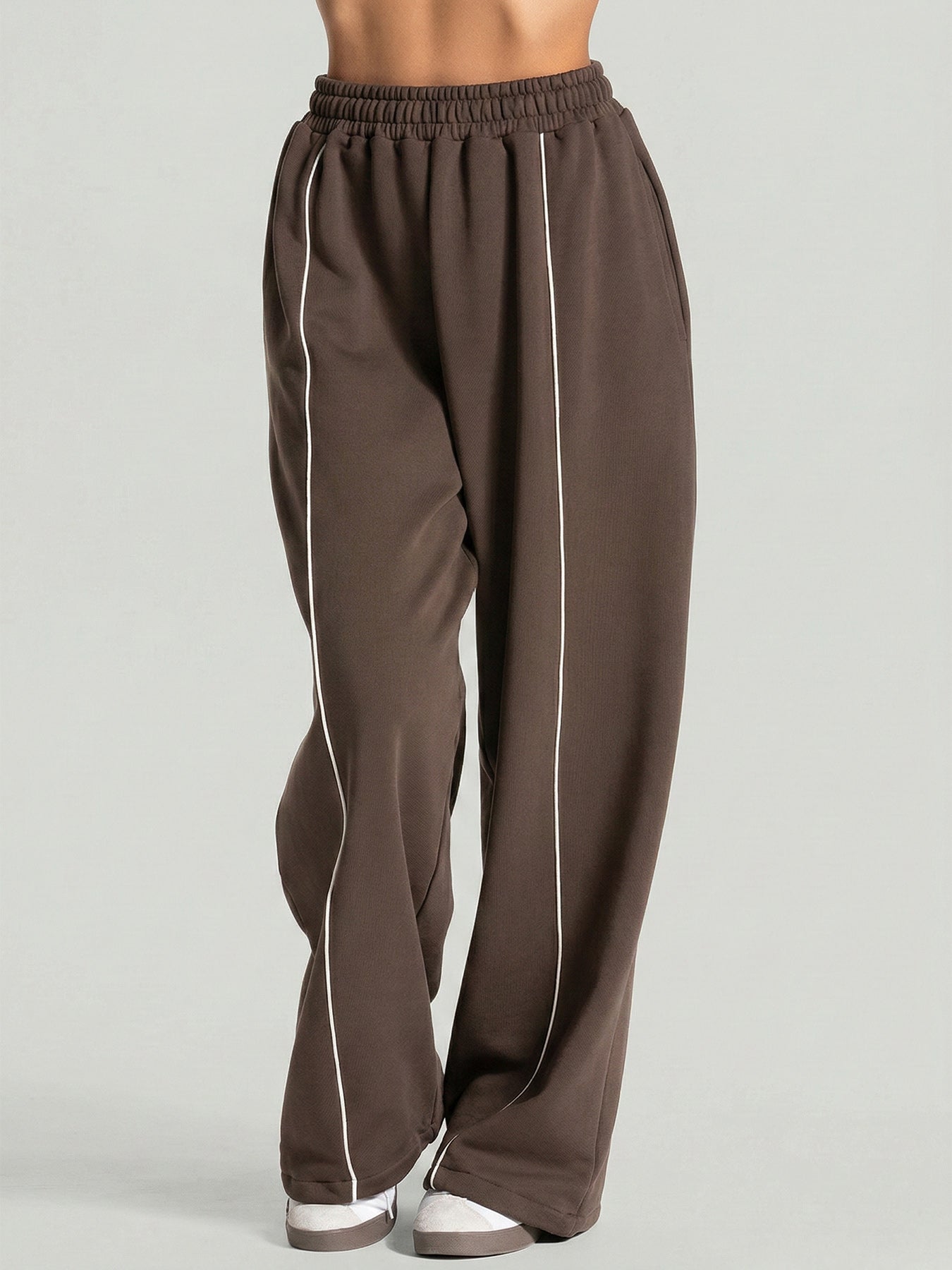 Dark Coffee Side Pockets Cotton Pants