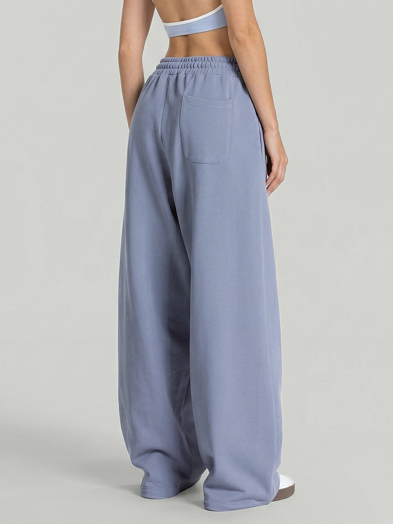 Dusty Blue Side Pockets Cotton Pants