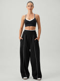 Black Side Pockets Cotton Pants