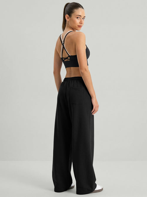 Black Side Pockets Cotton Pants