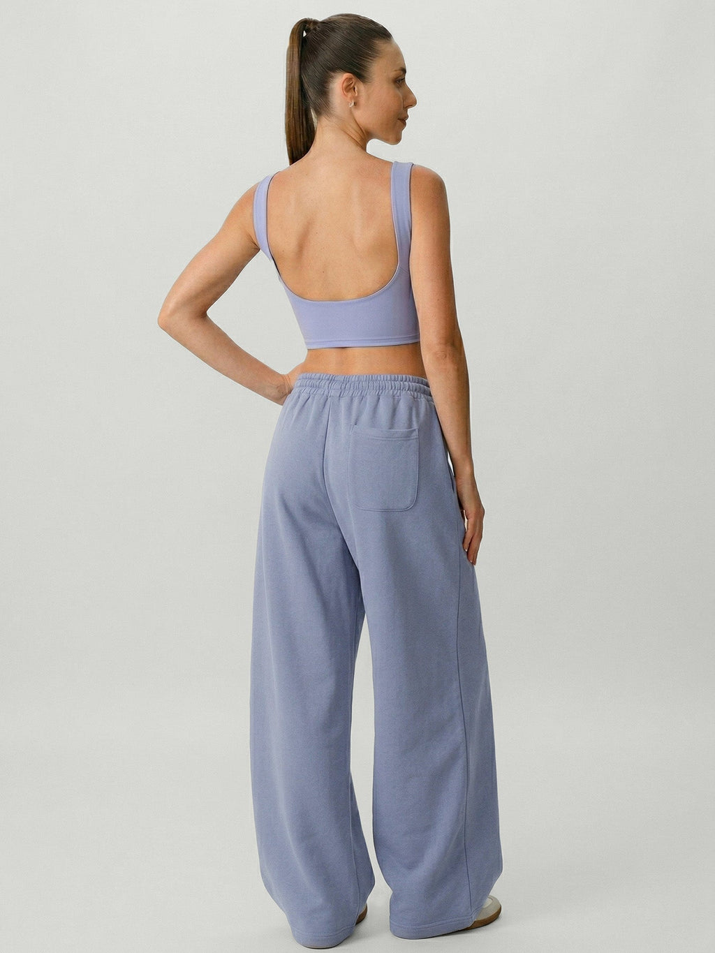 Dusty Blue Side Pockets Cotton Pants