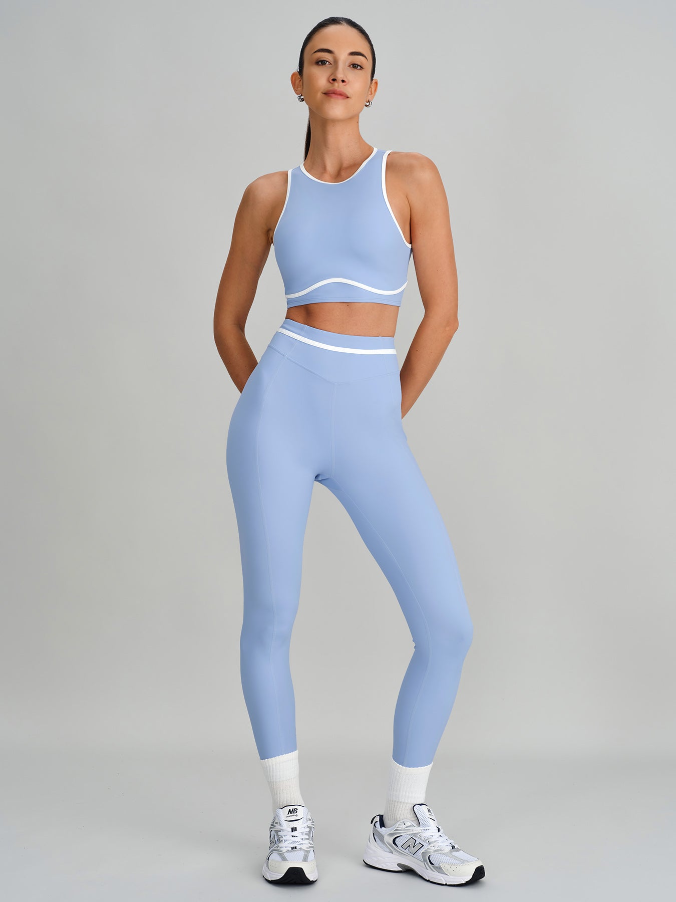 Light Blue Line Leggings 25"