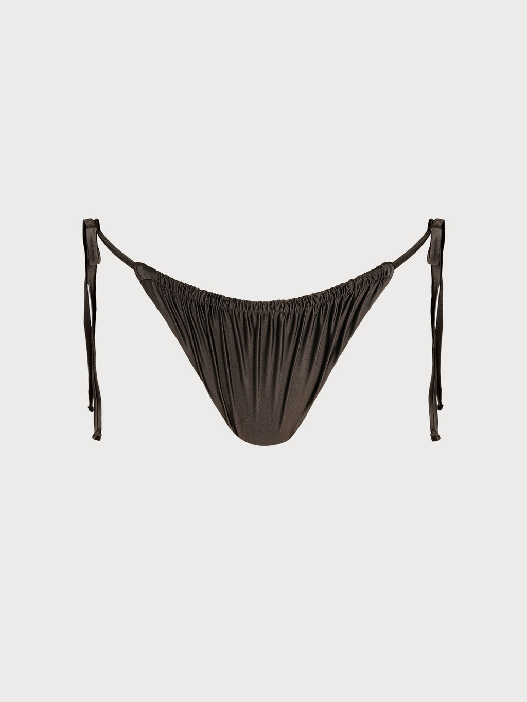 Dark Coffee Ruched Tie Bikini Bottom