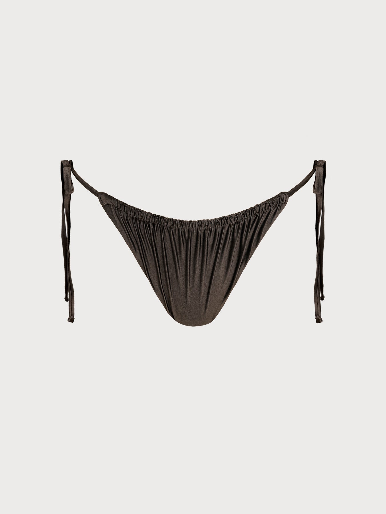 Dark Coffee Ruched Tie Bikini Bottom