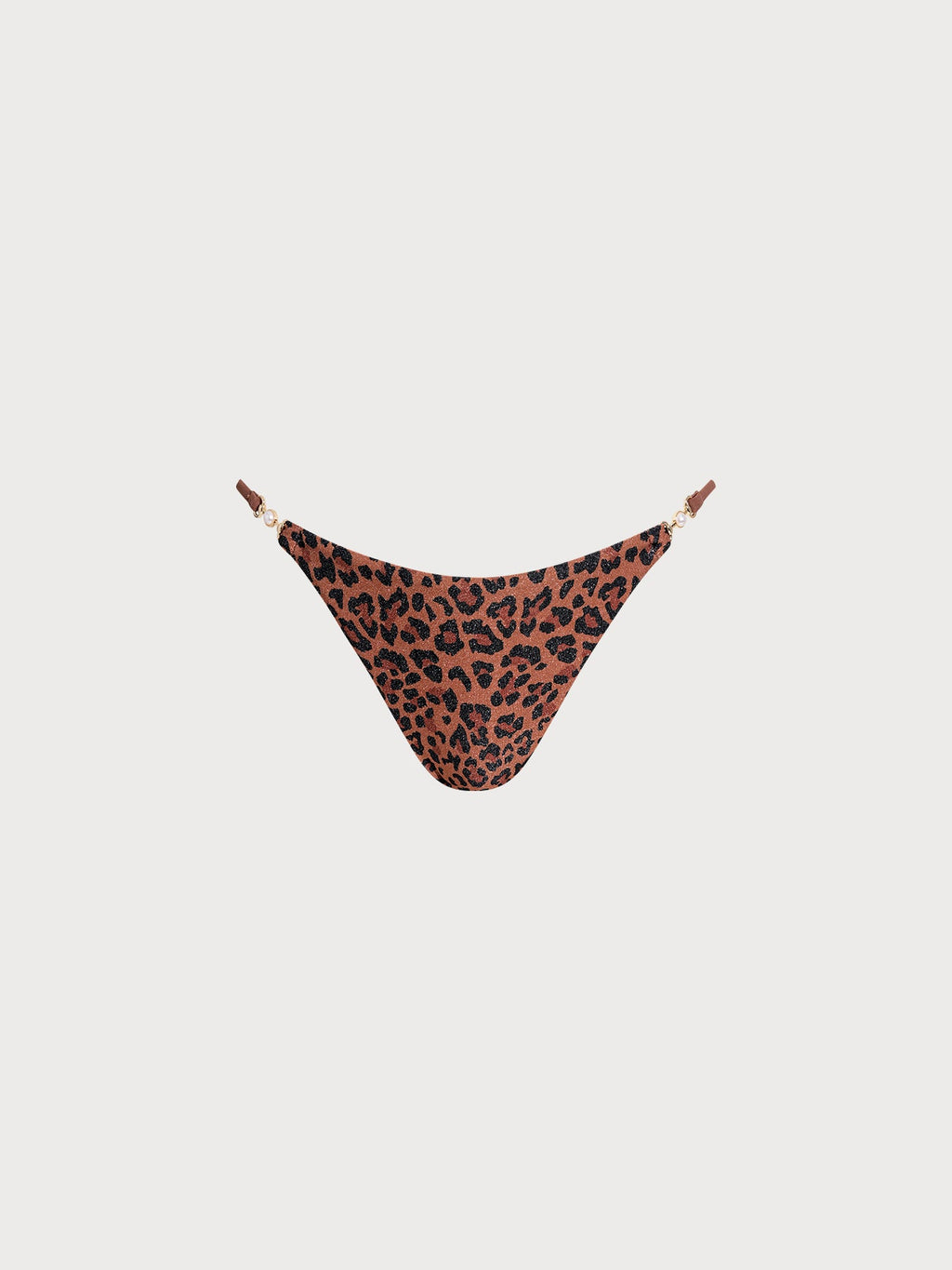 Leopard Print Pearl-Accented Bikini Bottom