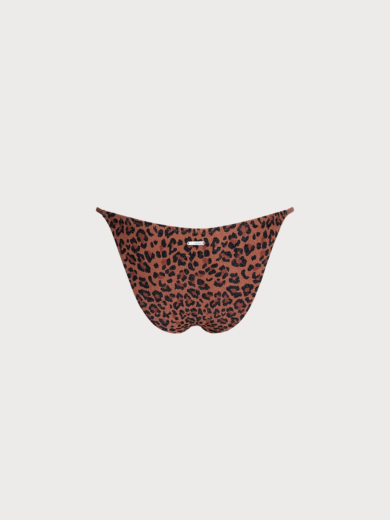 Leopard Print Pearl-Accented Bikini Bottom