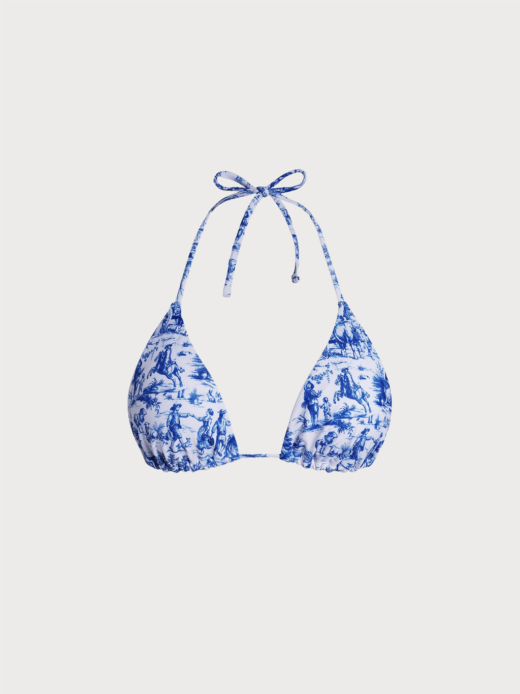 Blue Print Triangle Halter Bikini Top
