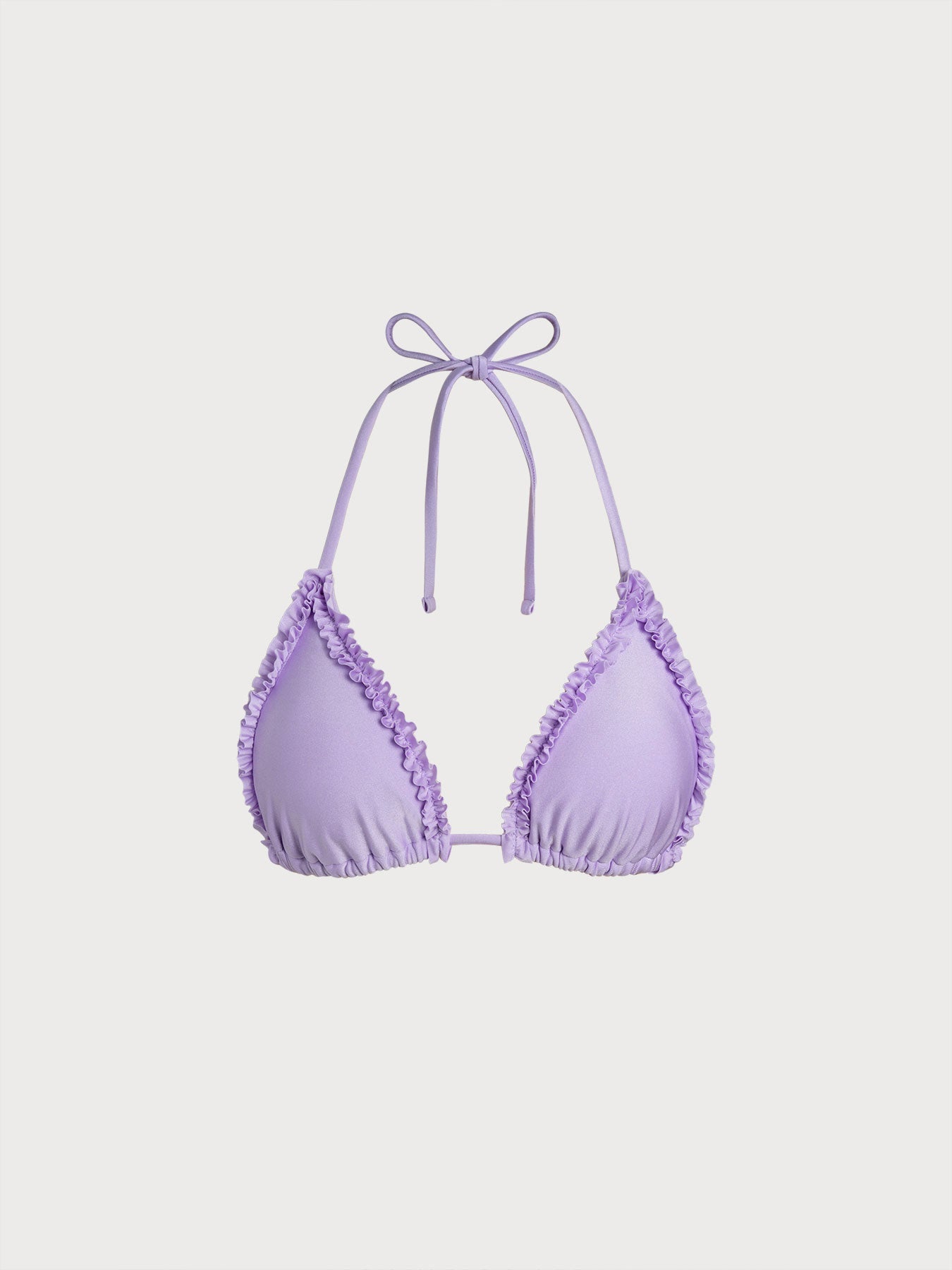 Purple Ruffled Halter Triangle Bikini Top