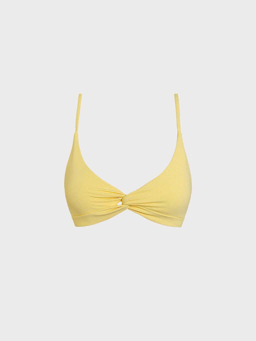 Yellow Ribbed Twist Bikini Top