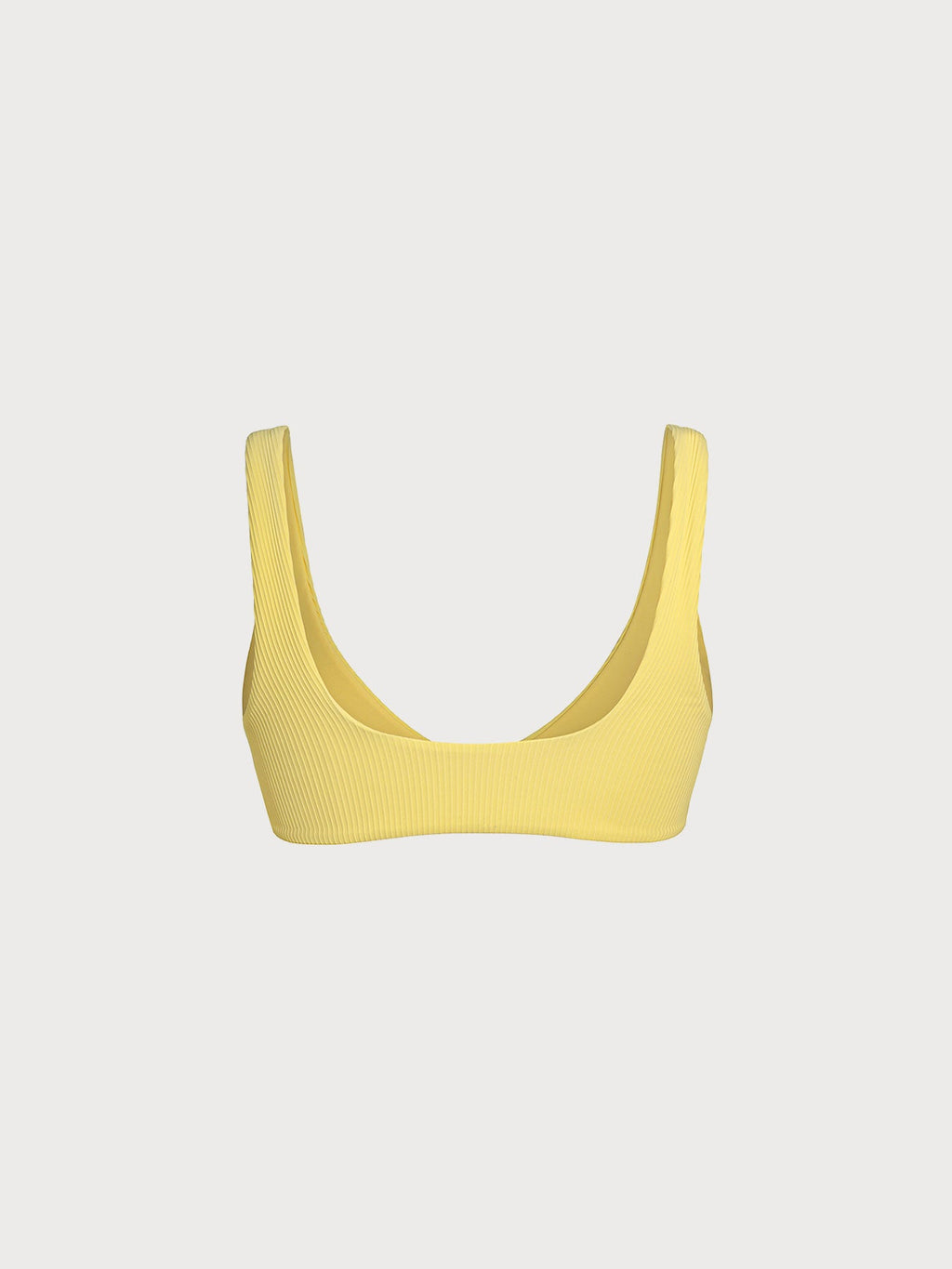 Yellow Ribbed Front-Clasp Bikini Top