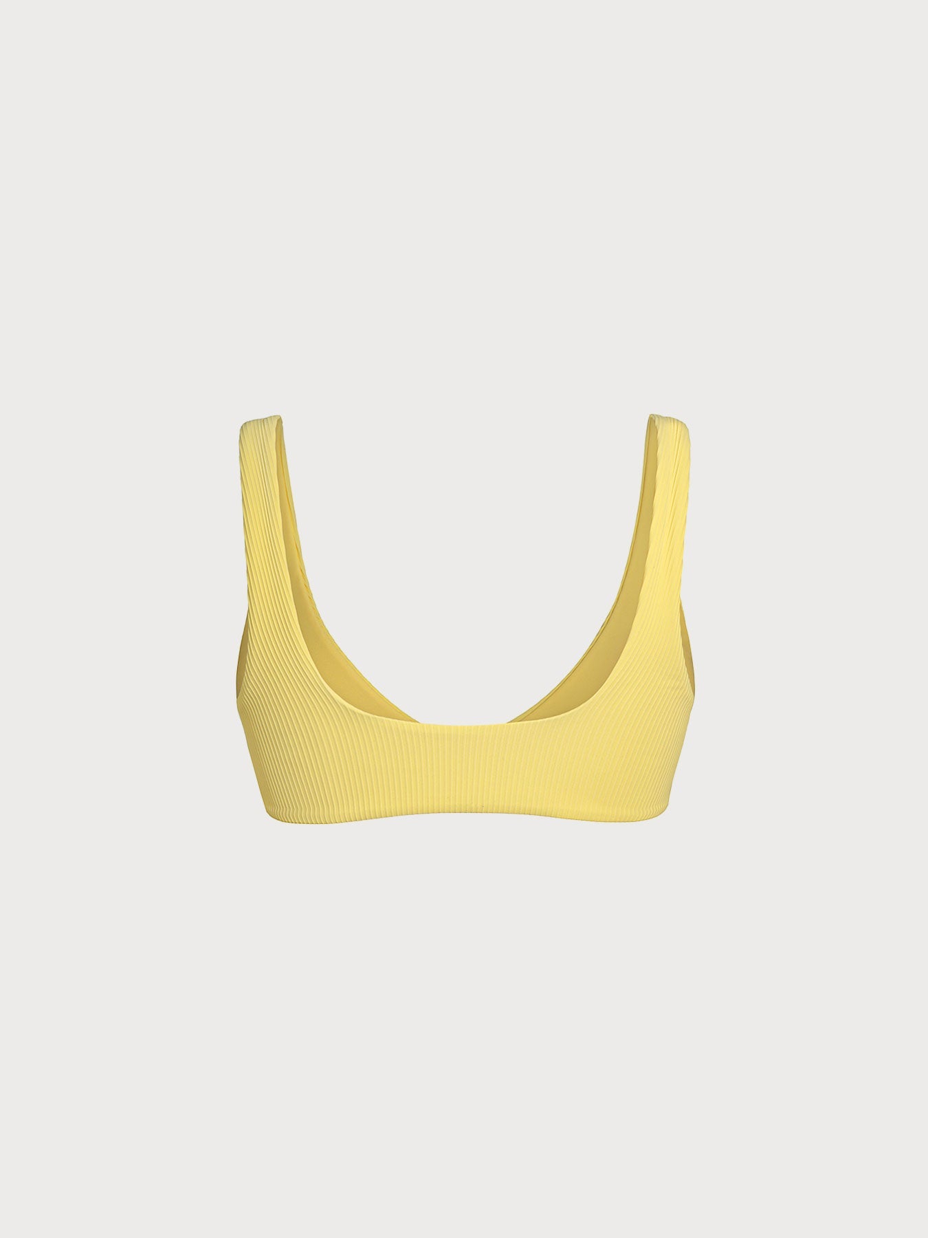 Yellow Ribbed Front-Clasp Bikini Top