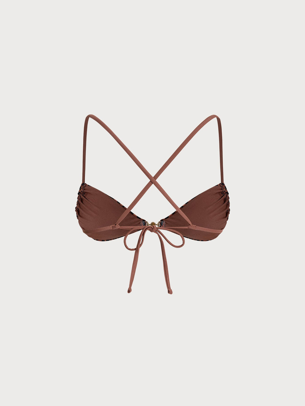 Leopard Print Pearl Cross Back Bikini Top
