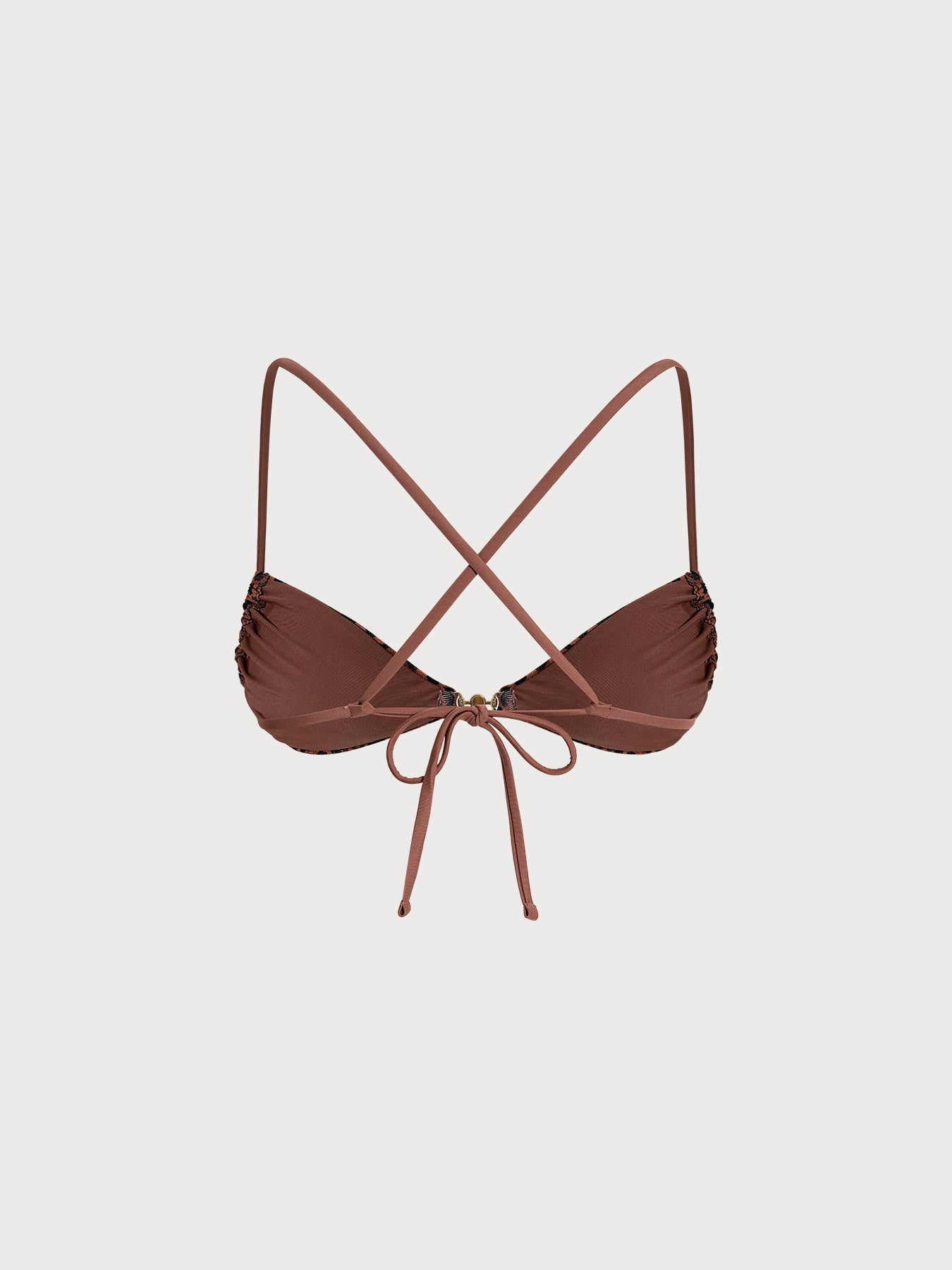 Leopard Print Pearl Cross Back Bikini Top