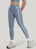 Light Blue High-Waist Side-Stripe Leggings 27"
