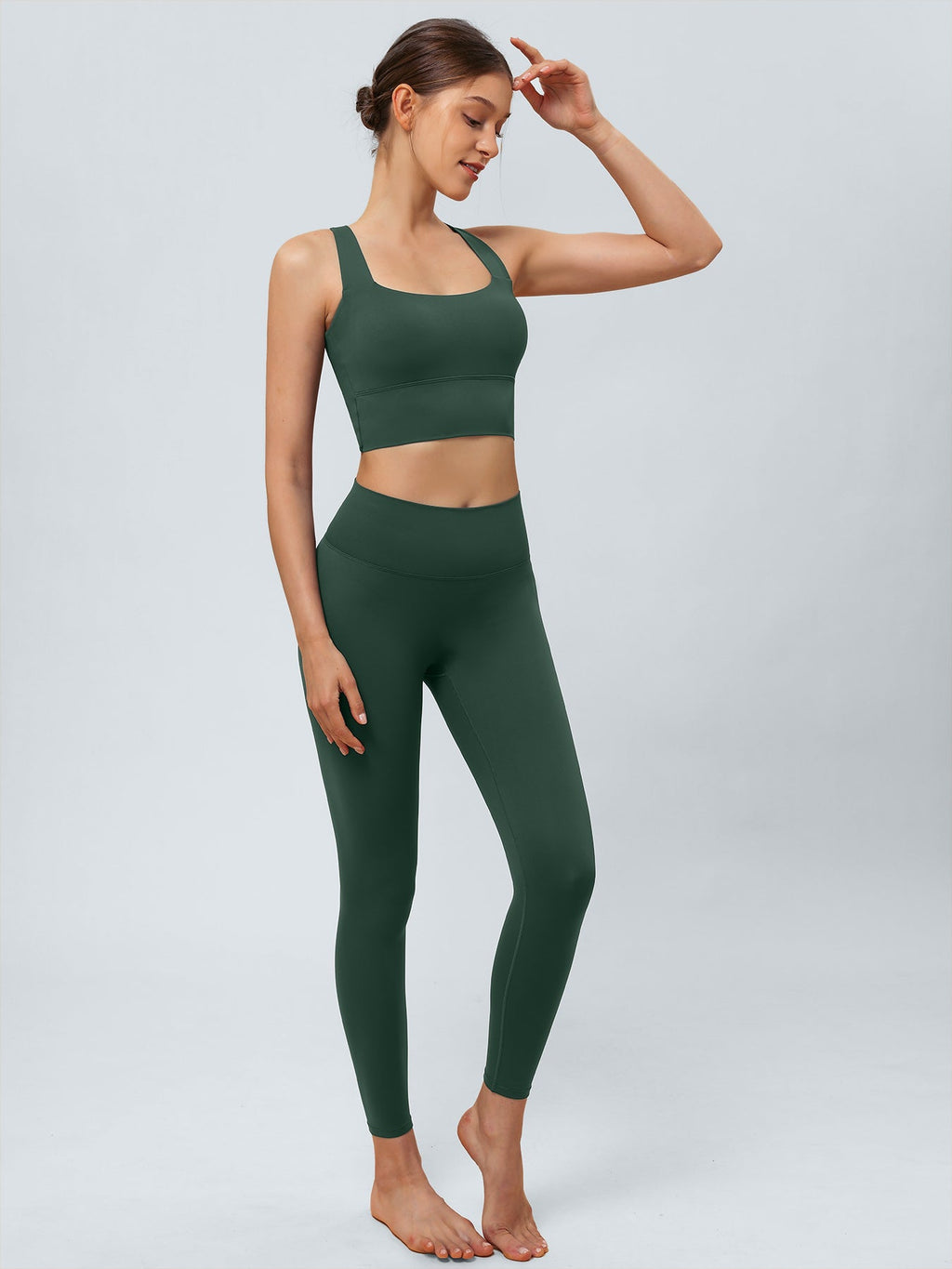 Dark Green Cut Out Leggings 24"