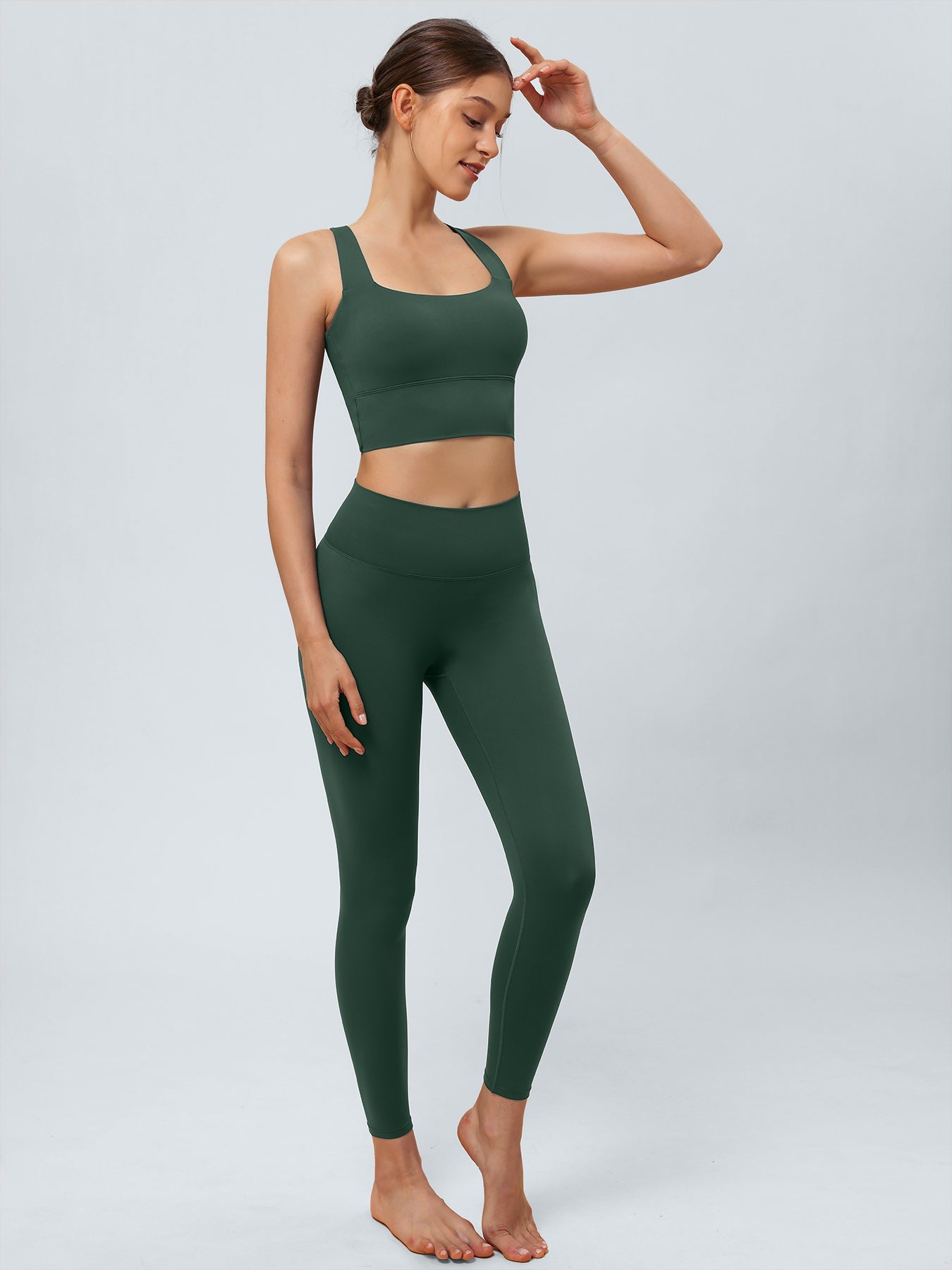 Dark Green Cut Out Leggings 24"
