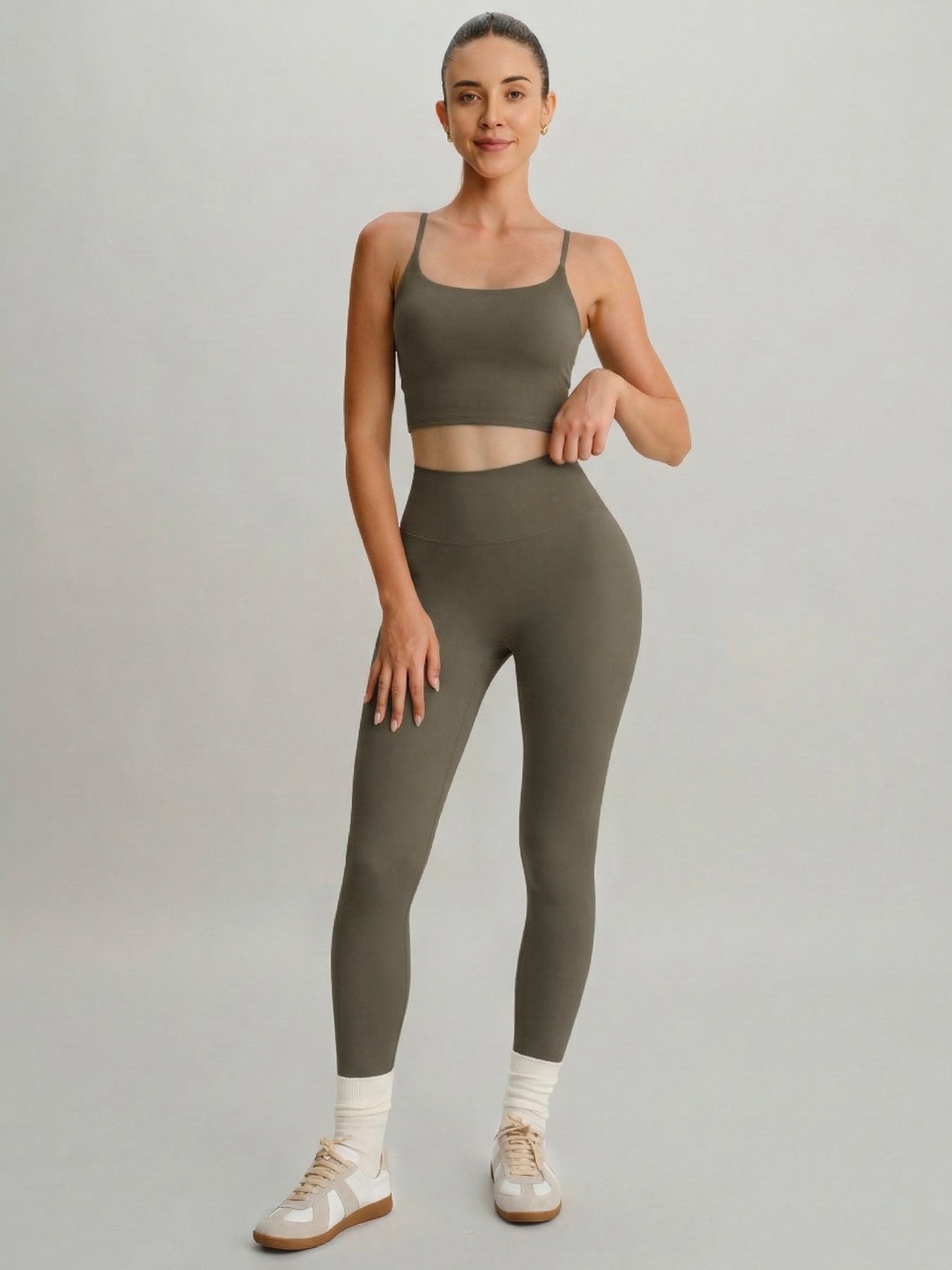 Brown  High Waisted Leggings 24"
