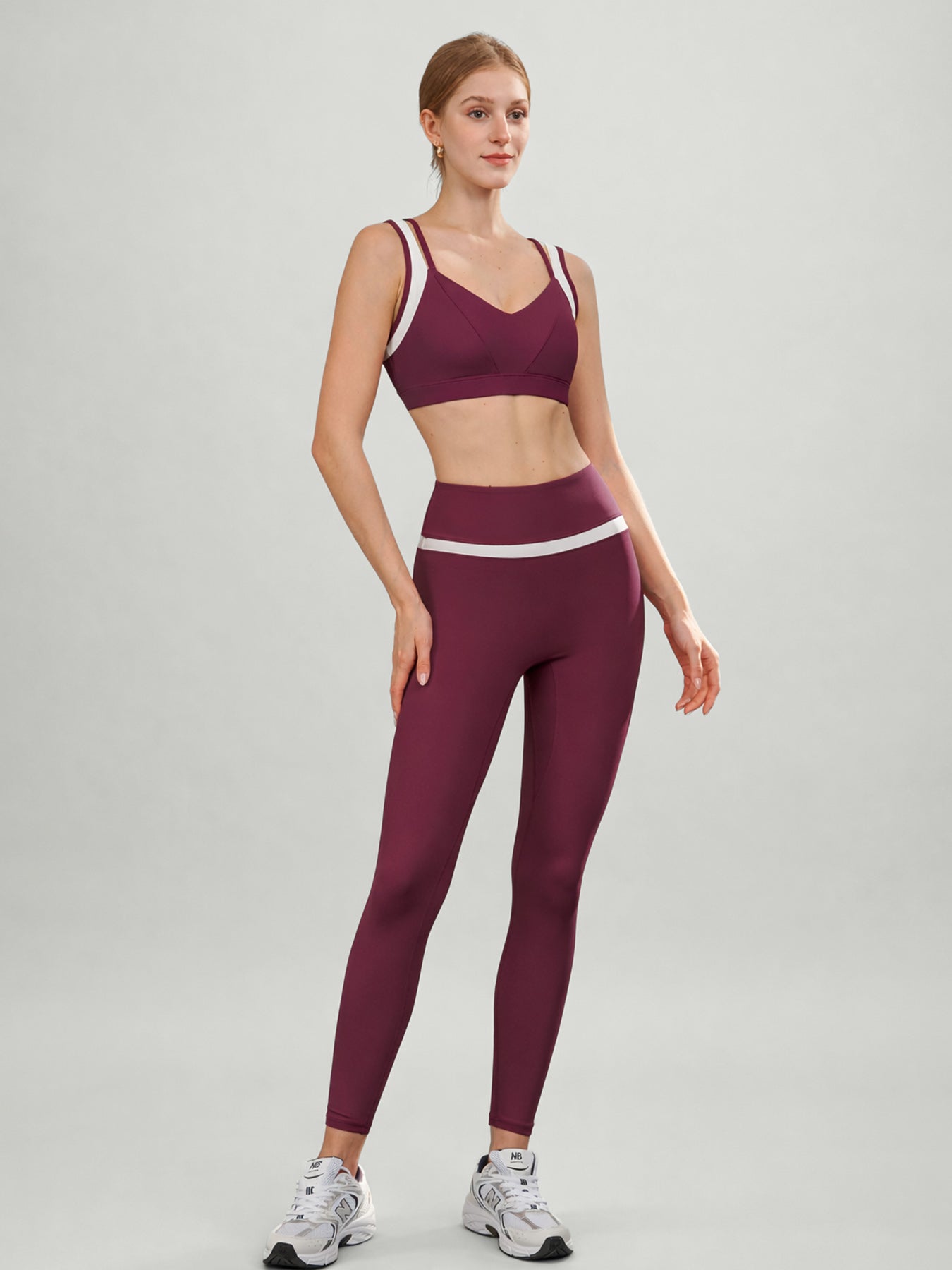Red Contrast High Waisted Leggings 27"