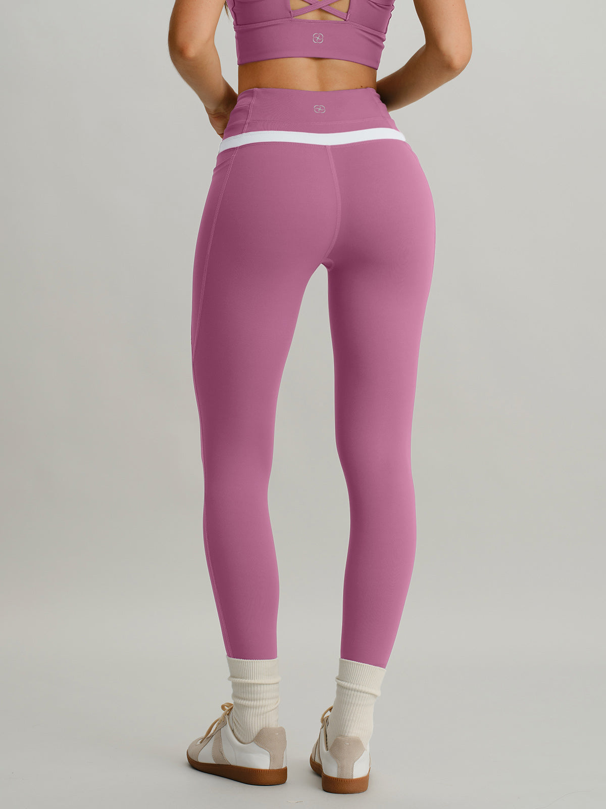 Pink High Waisted Pockets Leggings 26"