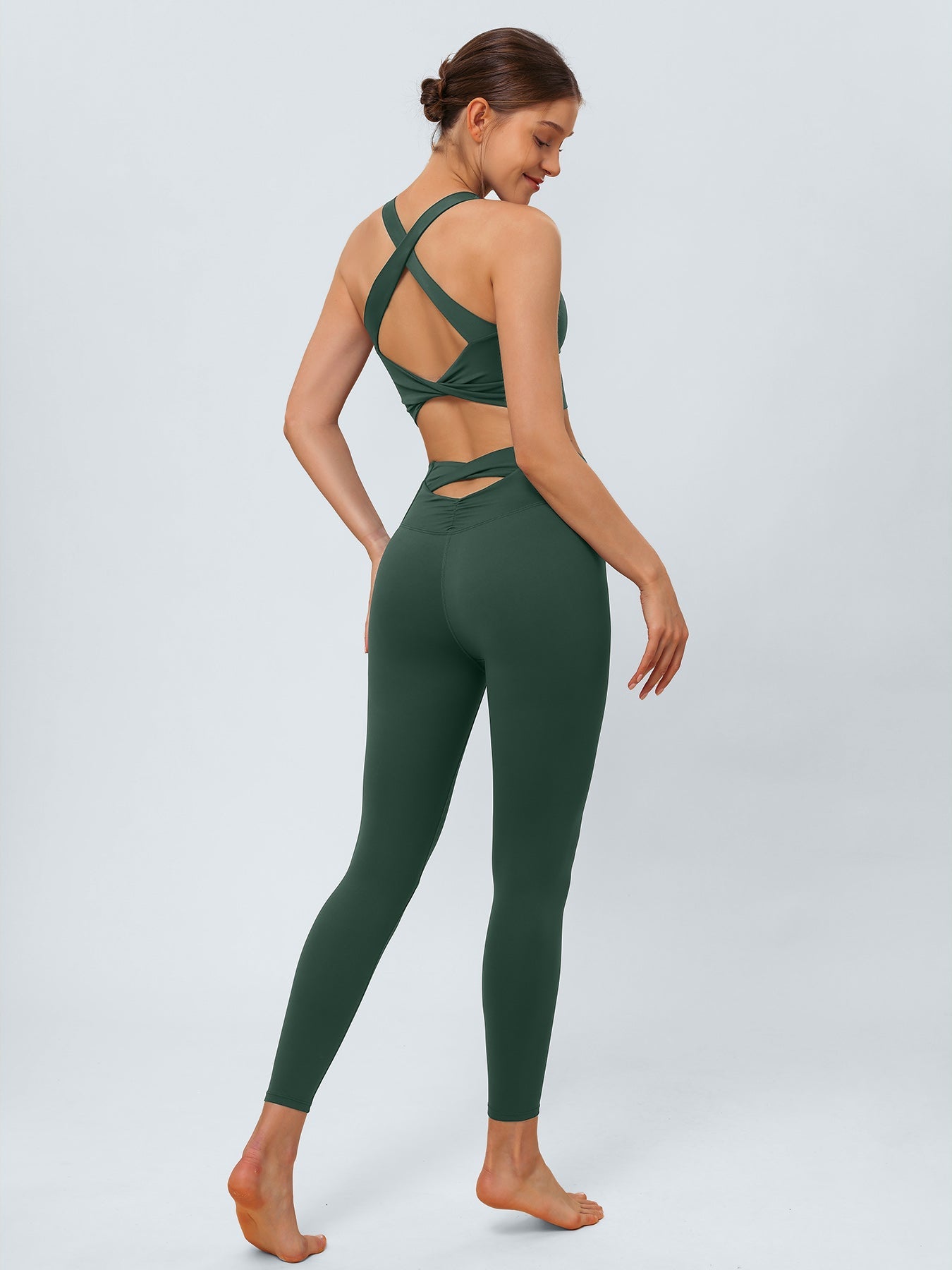 Dark Green Cut Out Leggings 24"