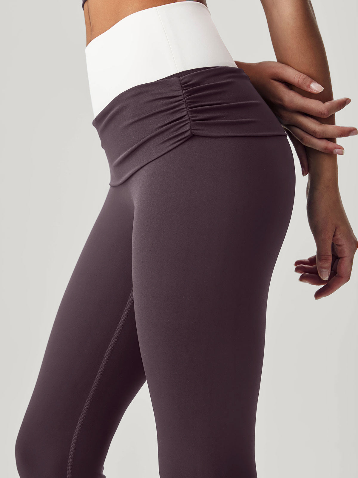 Purple Contrast High Waisted Leggings 25"