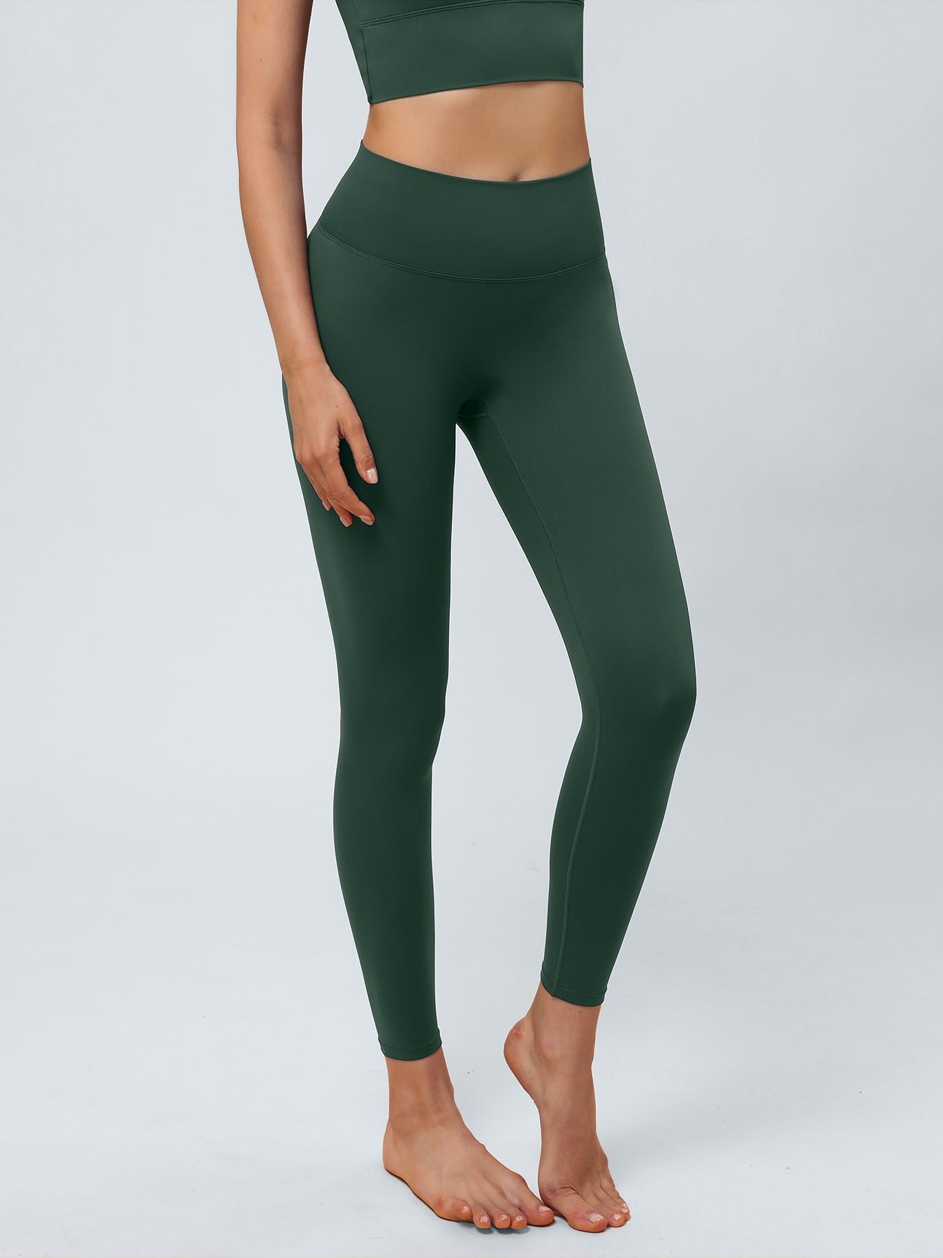 Dark Green Cut Out Leggings 24"