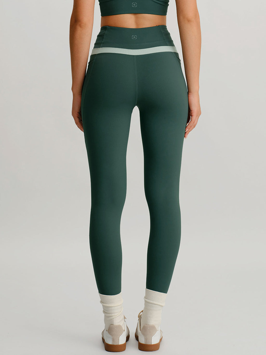 Dark Green High Waisted Pockets Leggings 26"