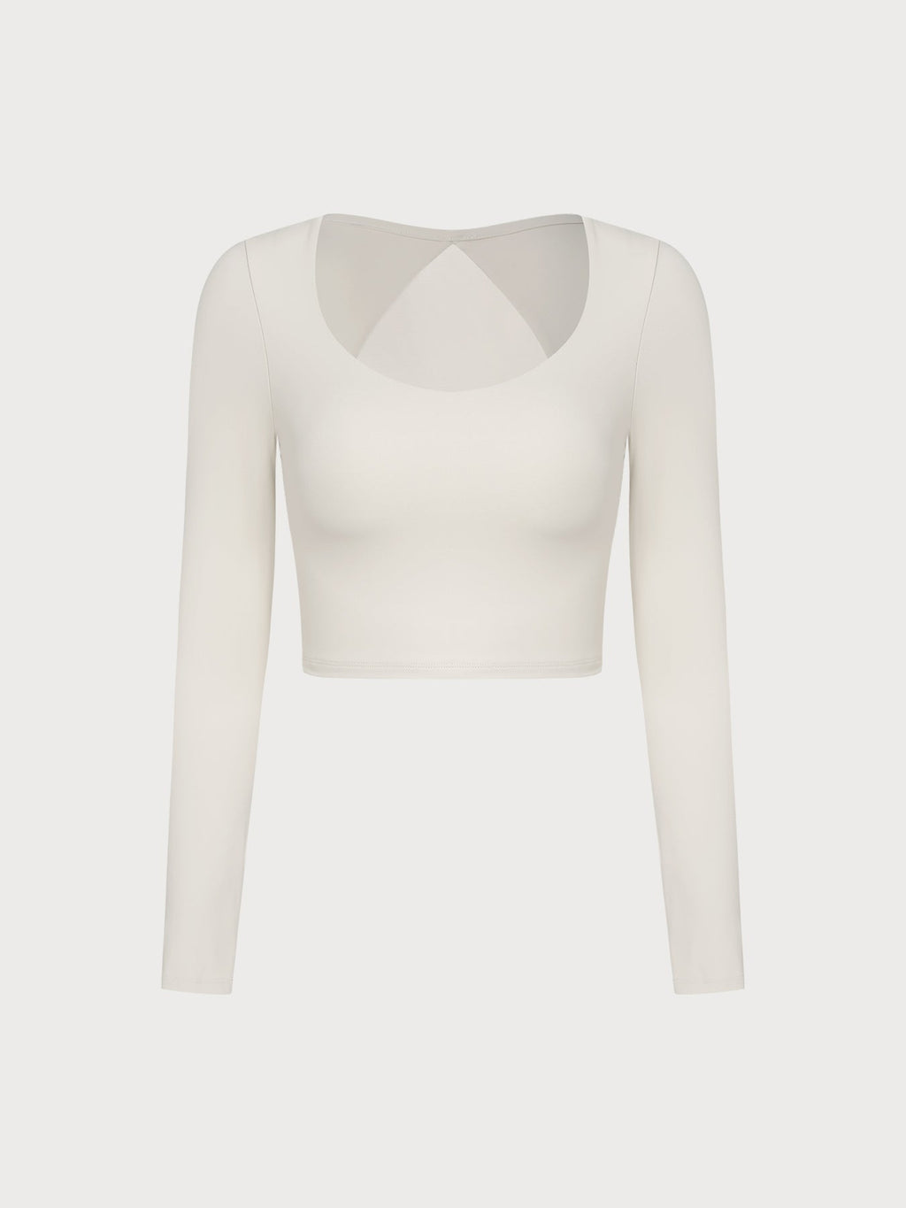 Cream Cross Mesh Back Long Sleeve Top--Light Support