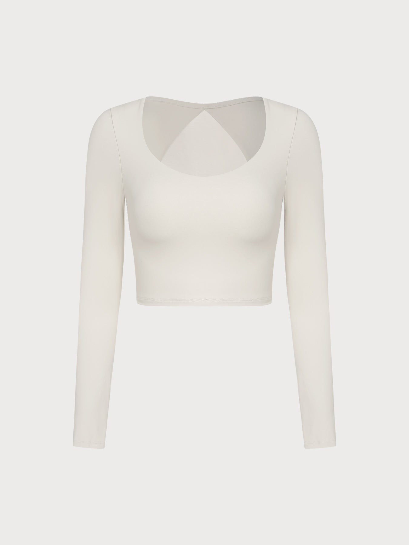 Cream Cross Mesh Back Long Sleeve Top--Light Support