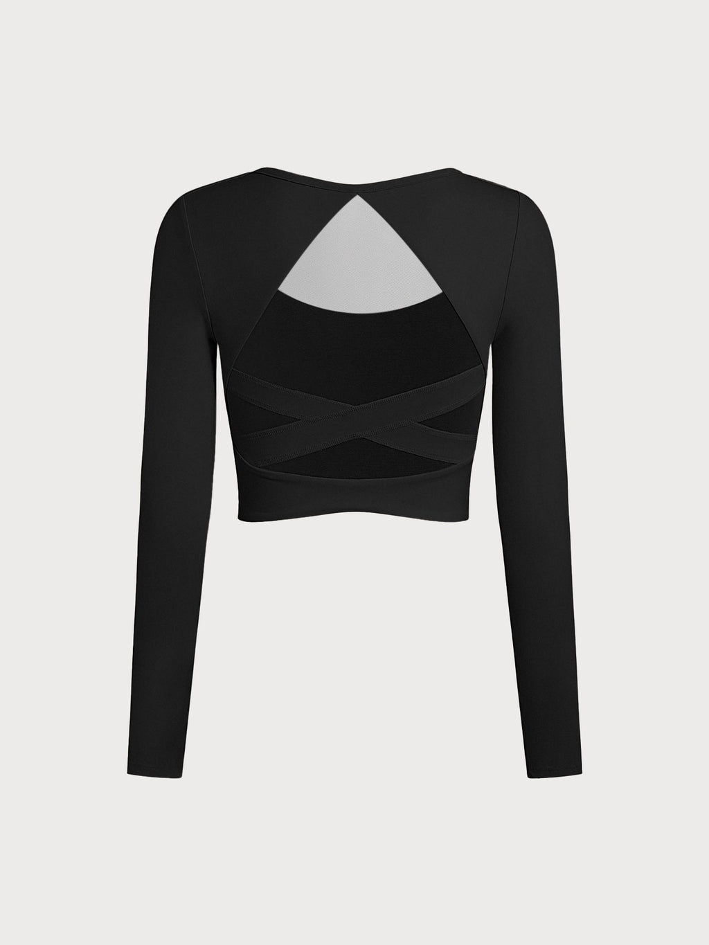 Black Cross Mesh Back Long Sleeve Top--Light Support