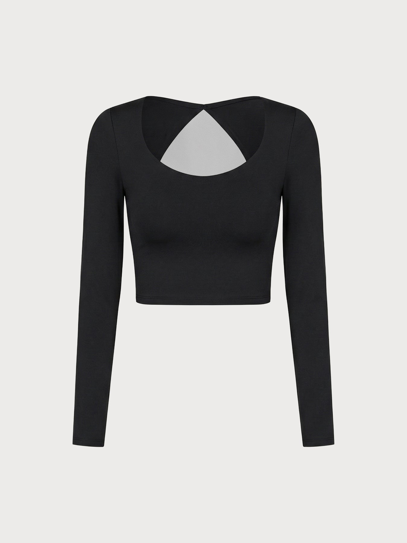 Black Cross Mesh Back Long Sleeve Top--Light Support