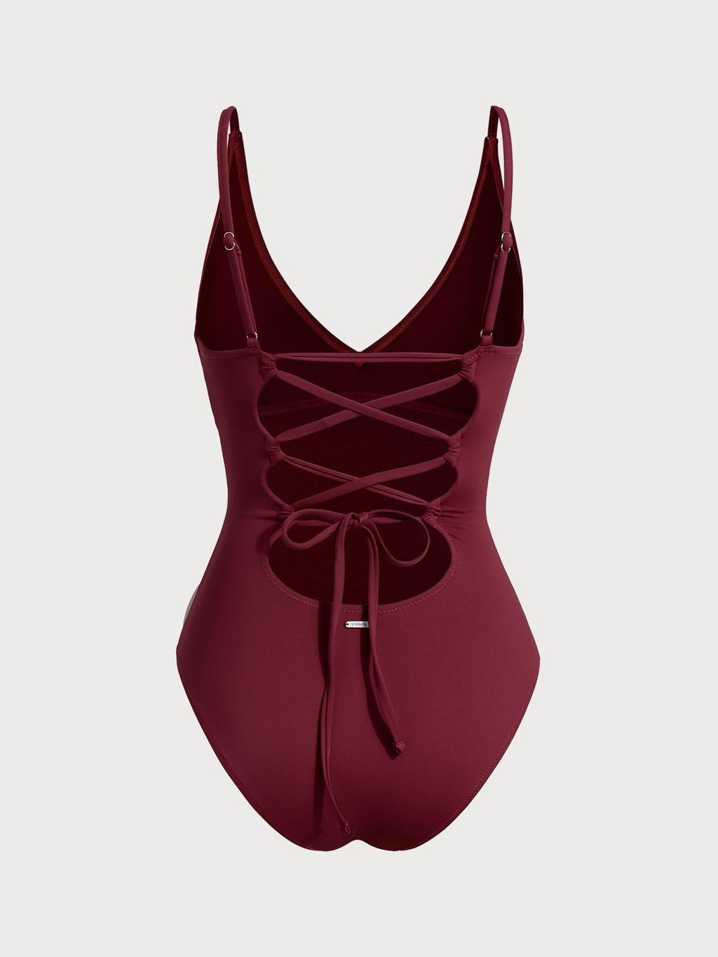 Wine Red V Neck Tummy Control One-Piece Swimsuit-Available In Long Torso