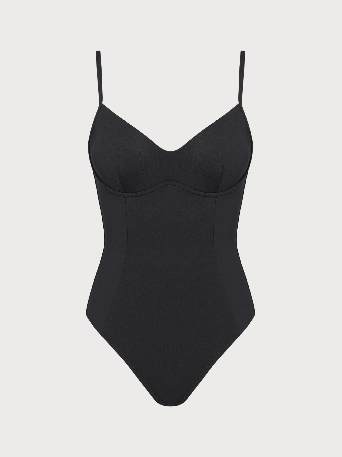 Black Underwire Cross Back Tummy Control One-Piece Swimsuit