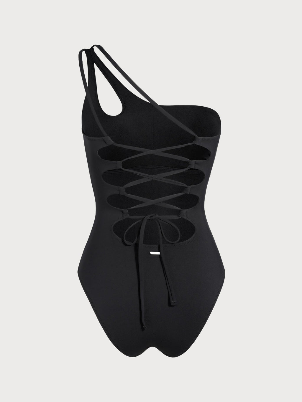 Black One-Shoulder Tummy Control One-Piece Swimsuit