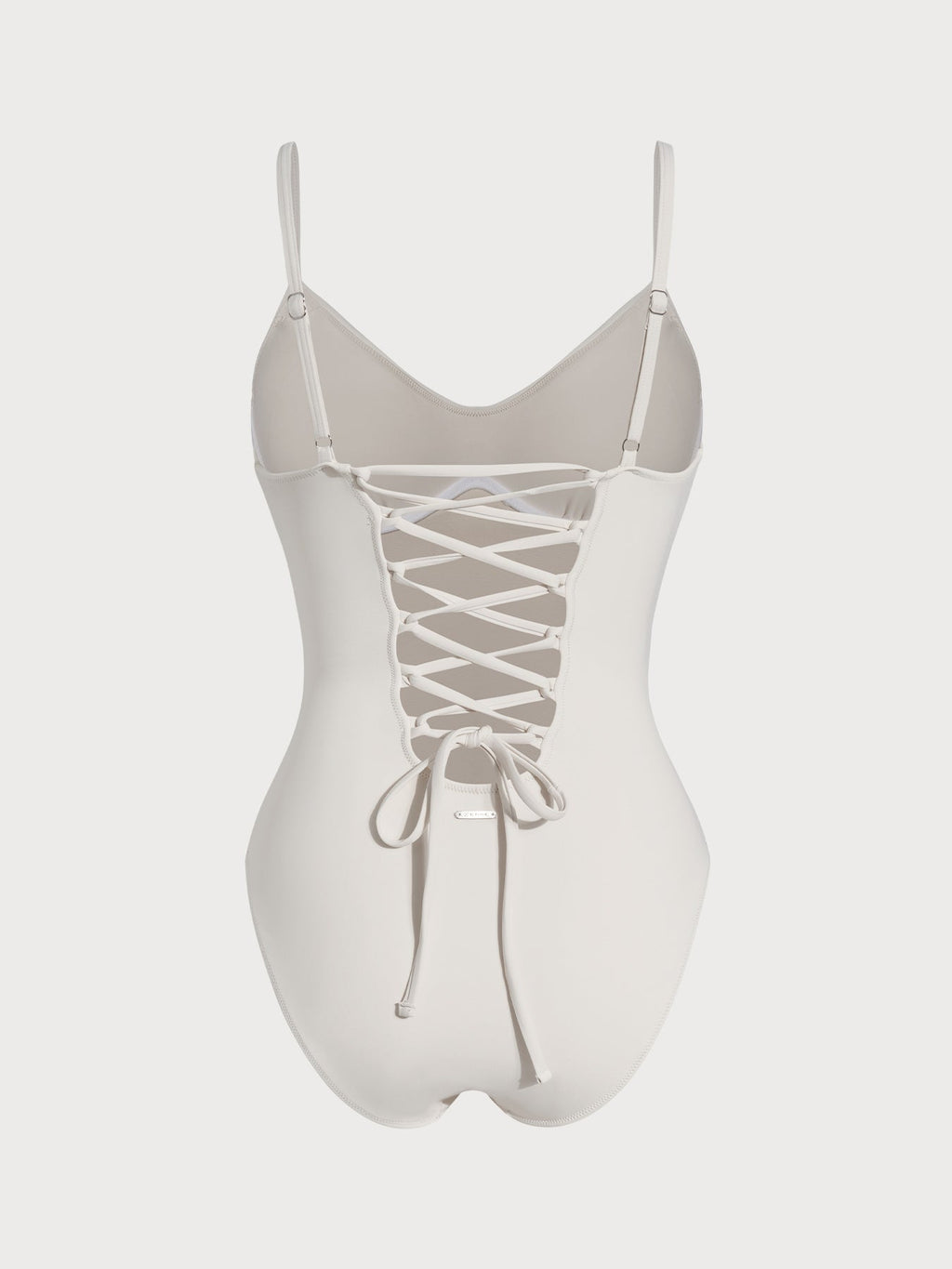 Off White Underwire Cross Back Tummy Control One-Piece Swimsuit