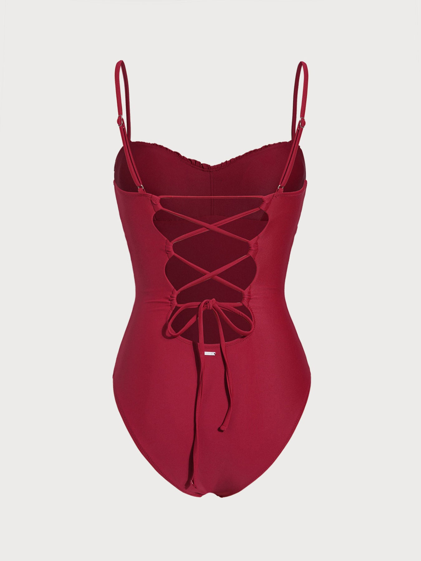Wine Red Tummy Control One-Piece Swimsuit