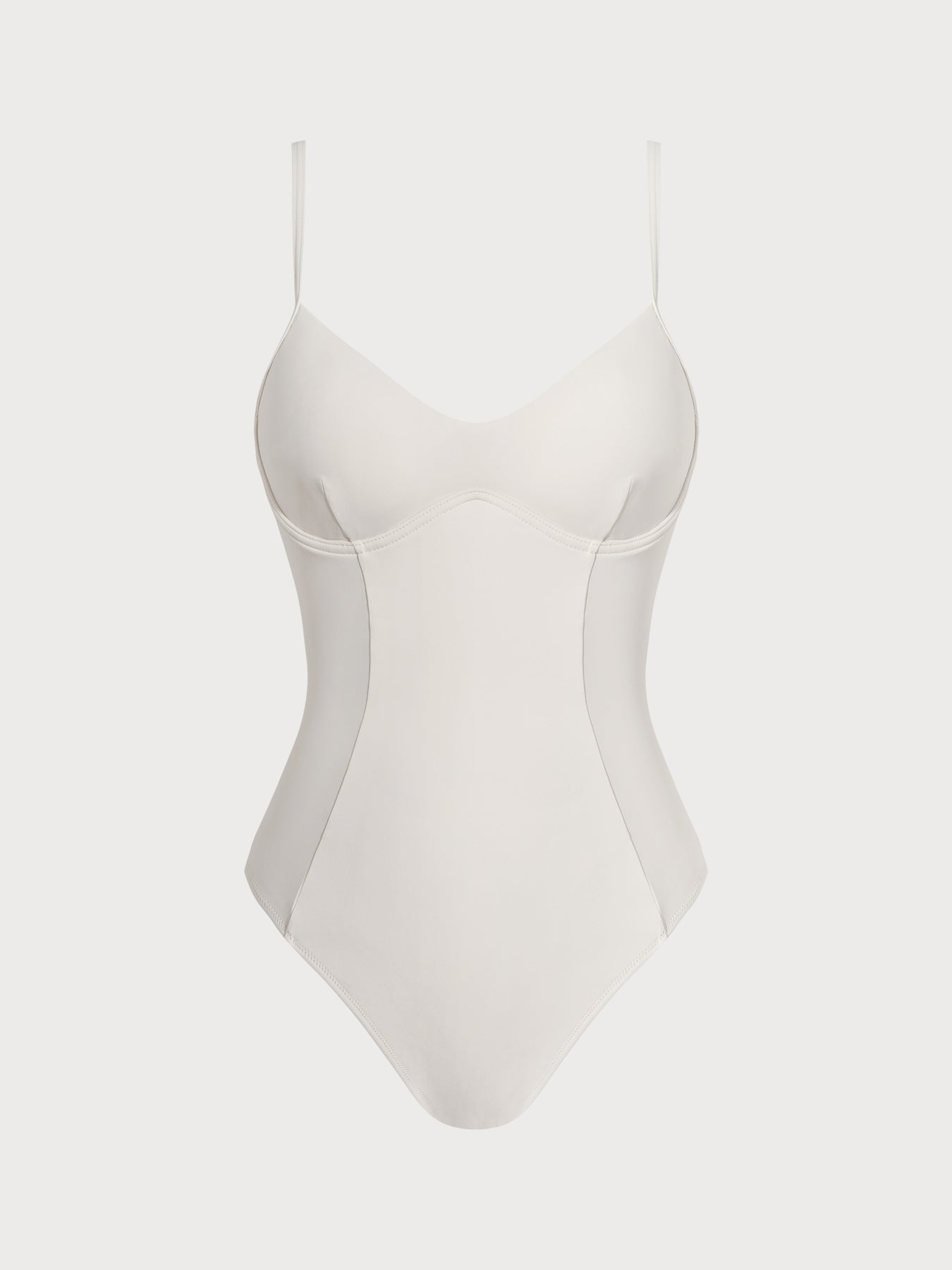 Off White Underwire Cross Back Tummy Control One-Piece Swimsuit