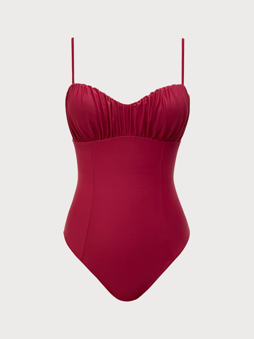 Wine Red Tummy Control One-Piece Swimsuit