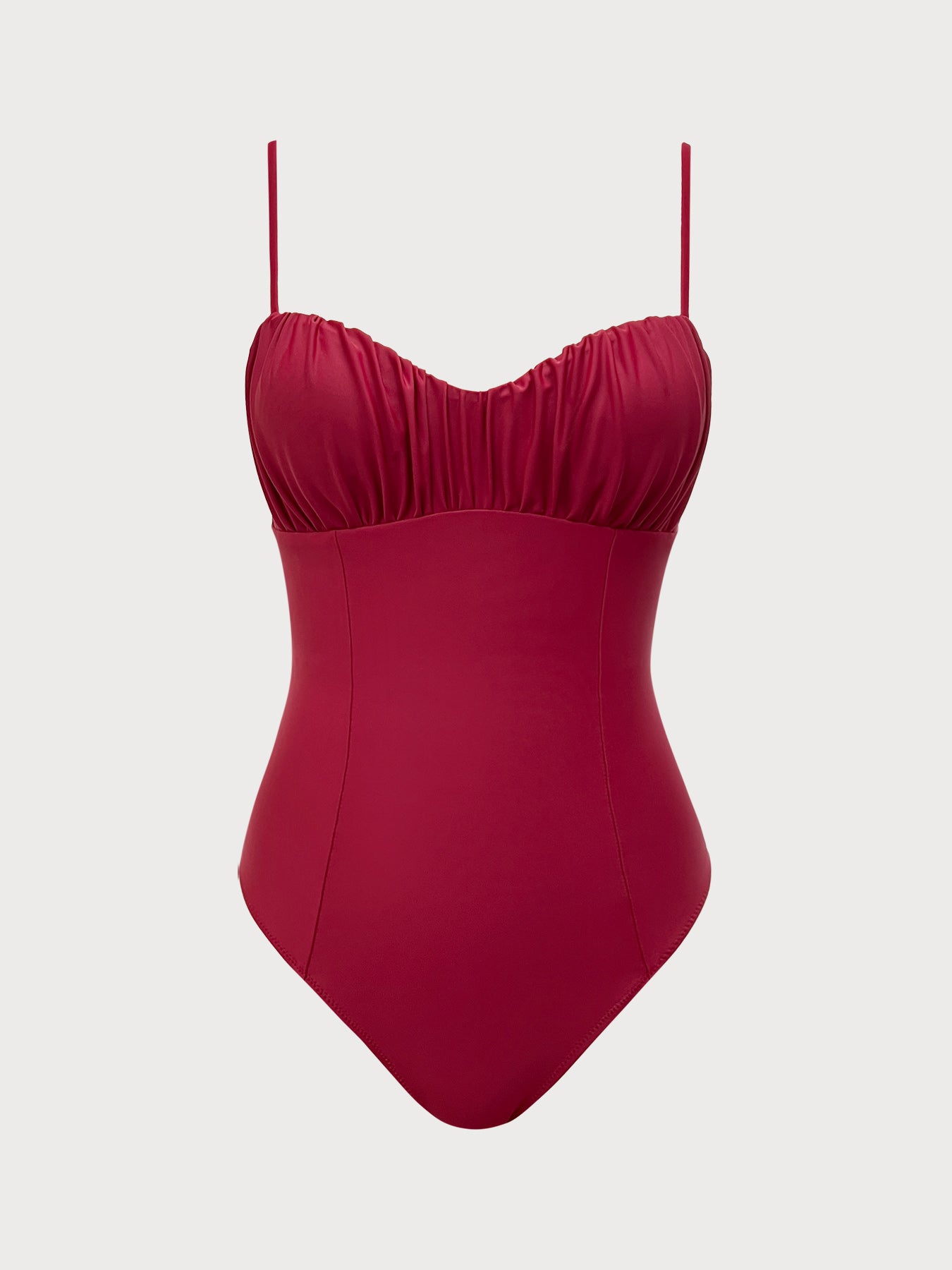 Wine Red Tummy Control One-Piece Swimsuit