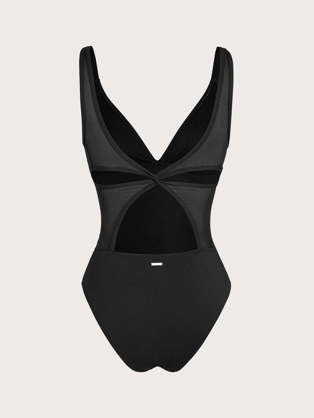Black V Neck Petal-Back Tummy Control One-Piece